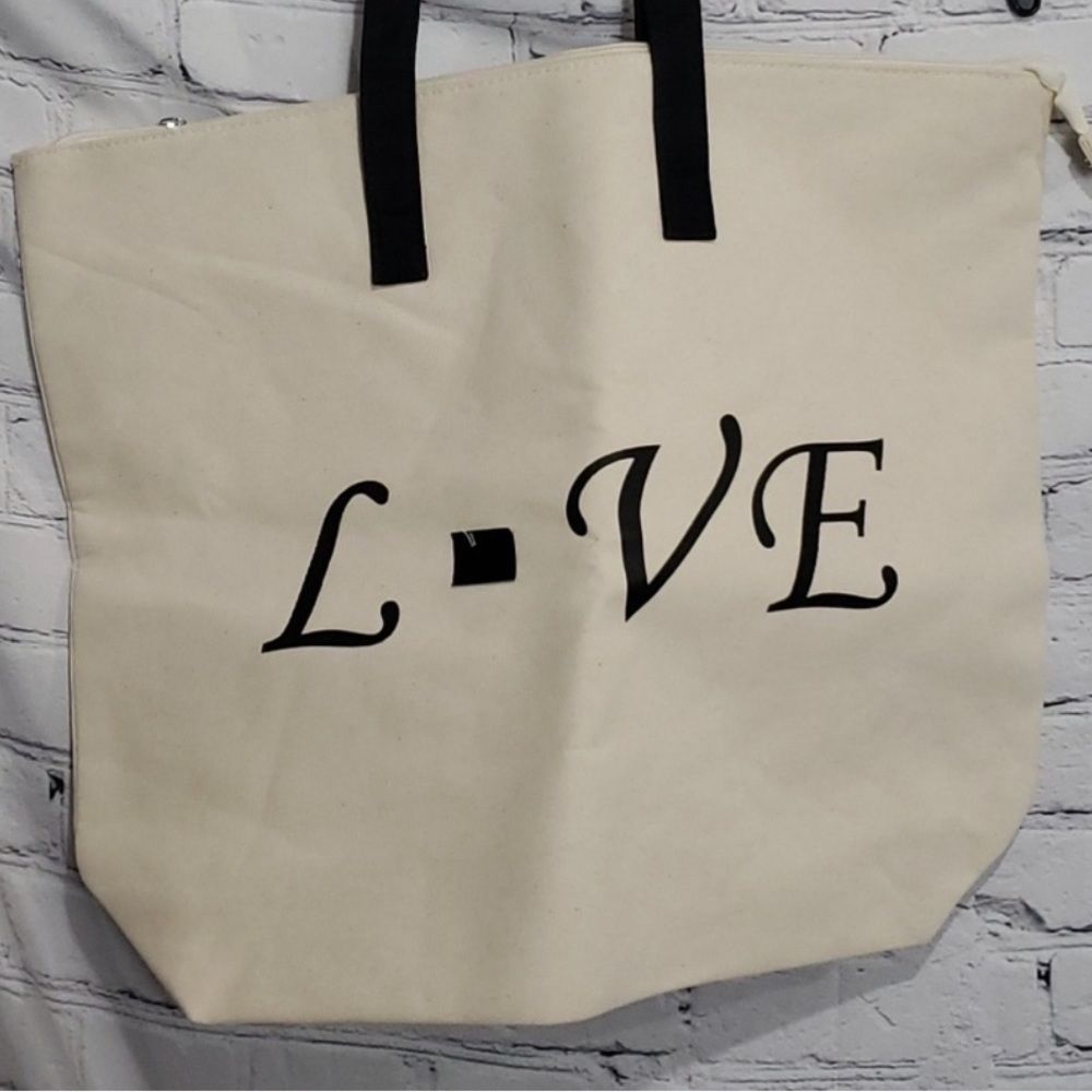 Large tote bag LOVE where the O is interchangeable seasonal patches